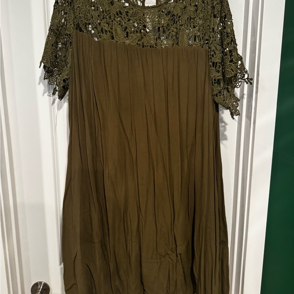 Lane Bryant Olive Lace Detail Top